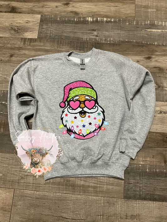 Santa Faux Glitter Sweatshirt