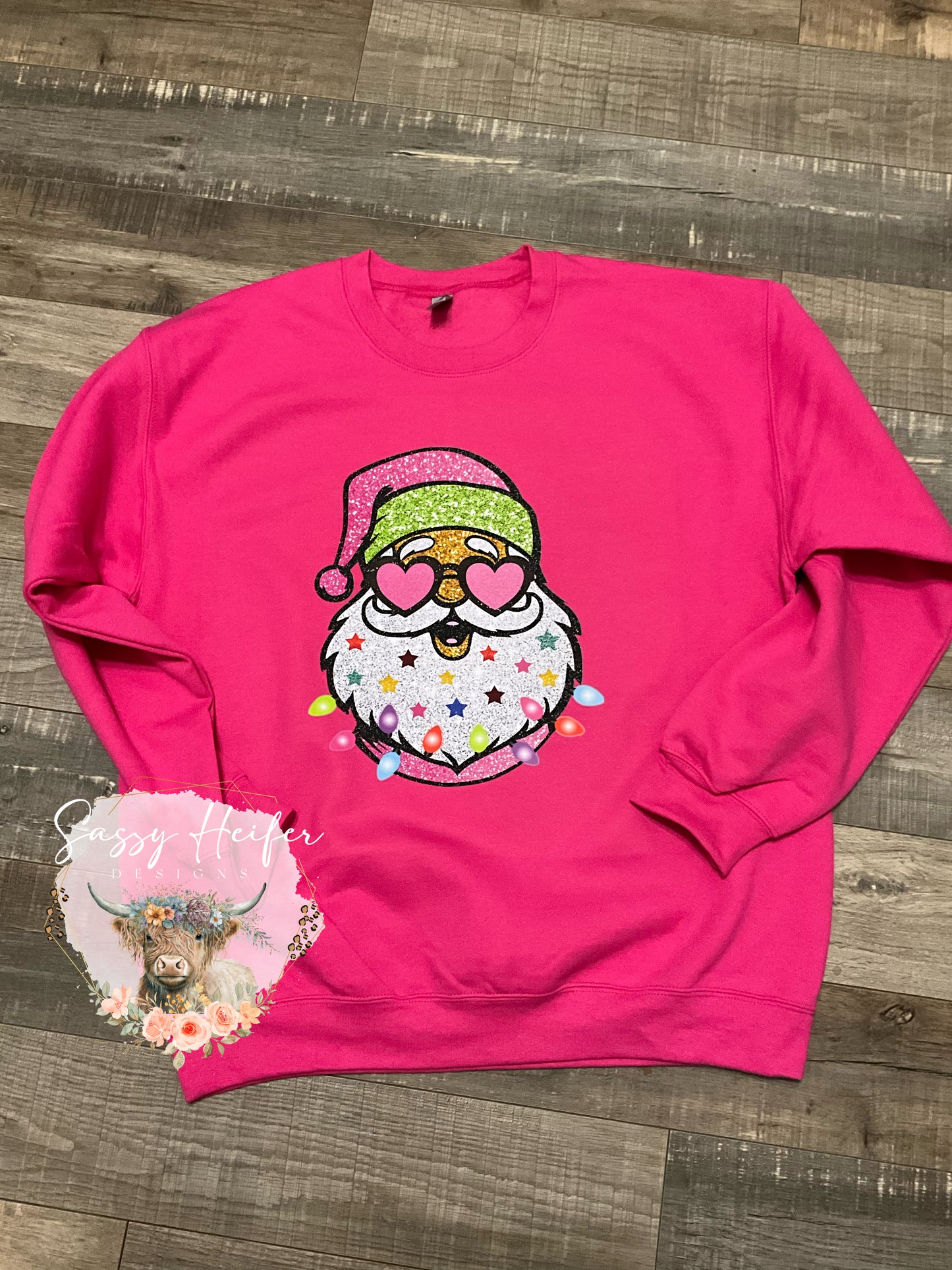 Santa Faux Glitter Sweatshirt