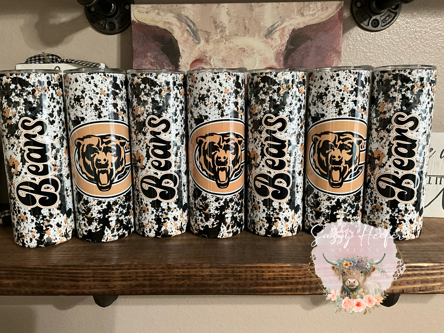 Gladewater Bears paint splatter tumbler