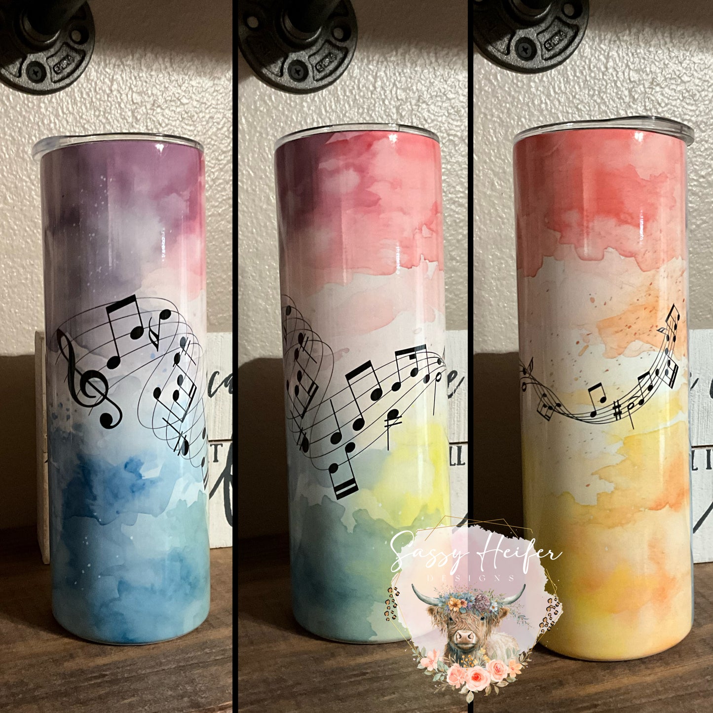 Watercolor Music Notes tumbler