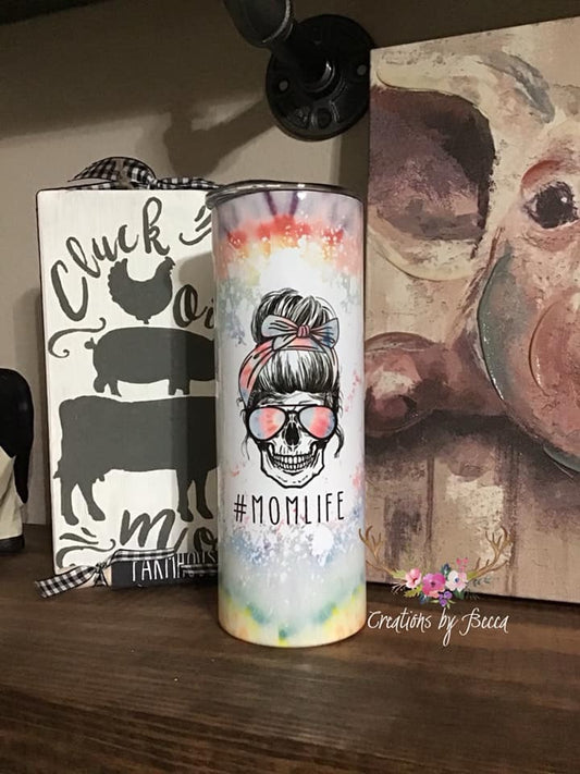 Mom Life tie dye tumbler