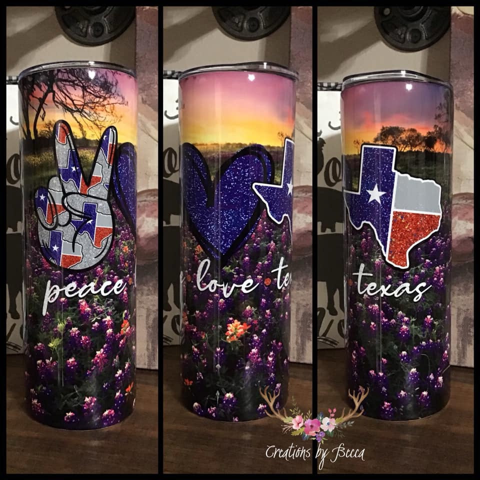 Peace Love Texas tumbler