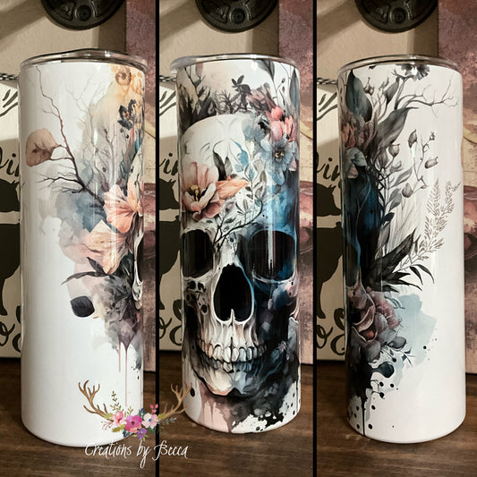 Floral skull tumbler