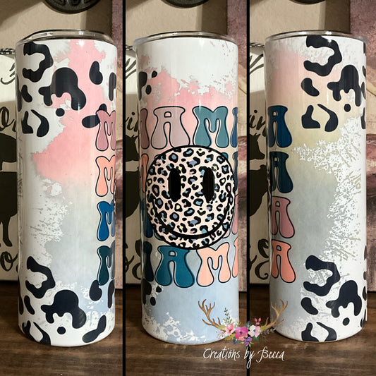 Retro mama with smiley face tumbler