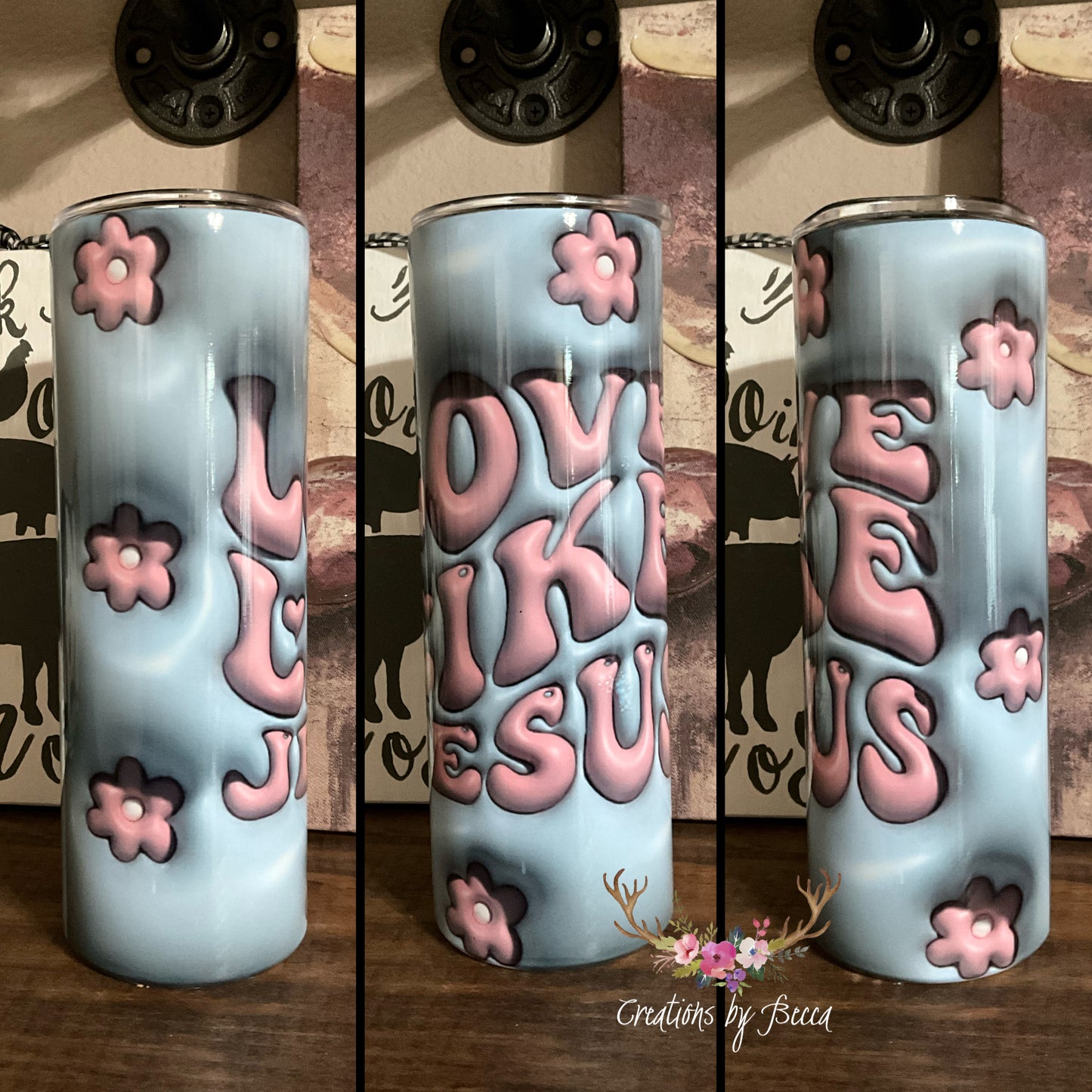 Love like Jesus puff tumbler