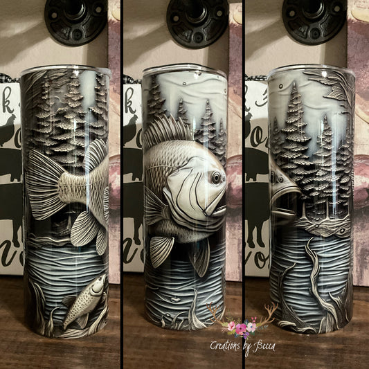 3D fish wood grain tumbler