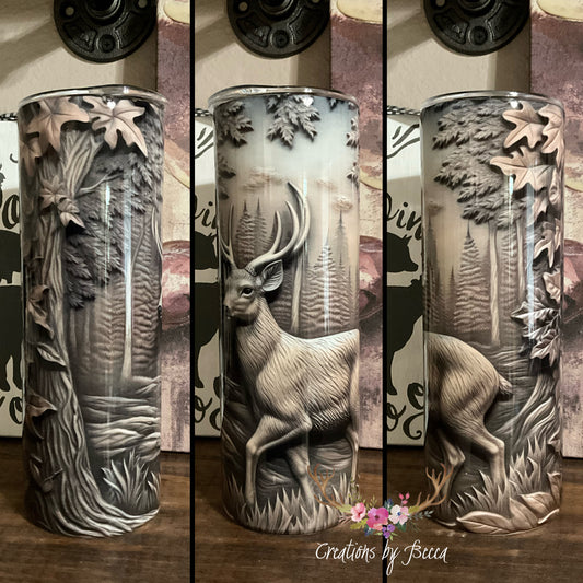 3D deer wood grain tumbler