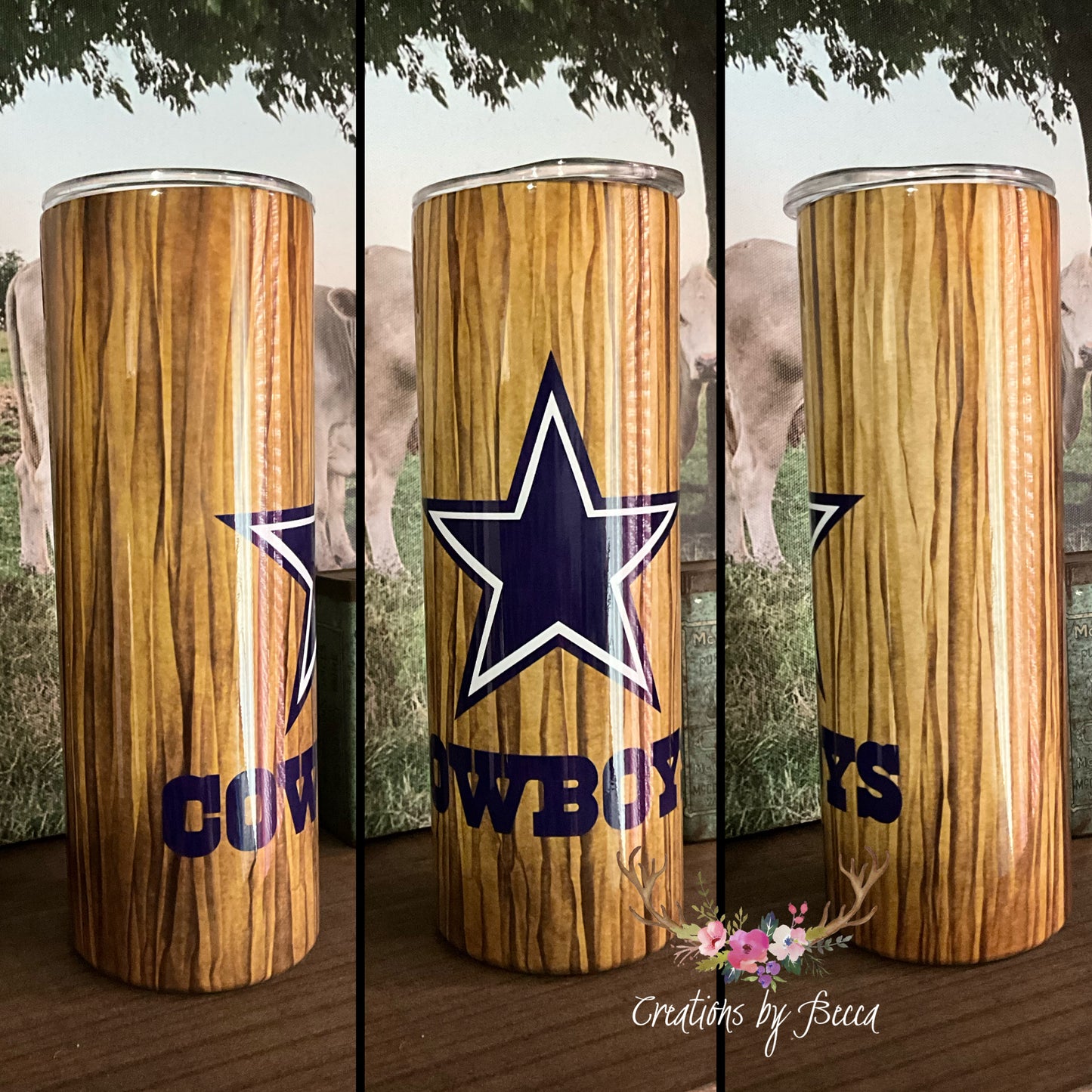 Dallas Cowboys wood grain tumbler