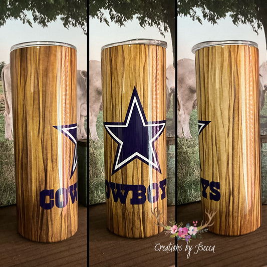 Dallas Cowboys wood grain tumbler